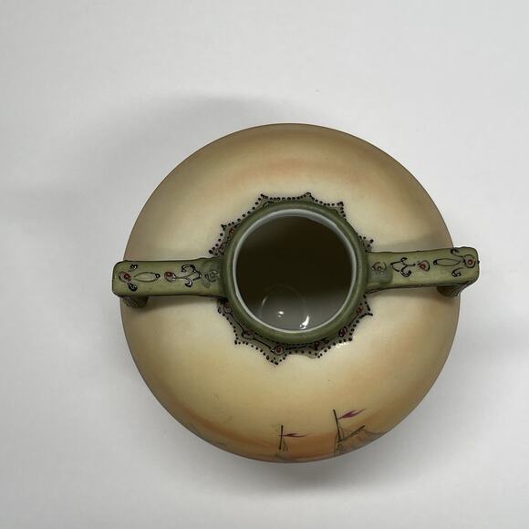 Old Noritake Handpainted Vase & Dish Sailing Ship Windmill Japan - Picture 10 of 16